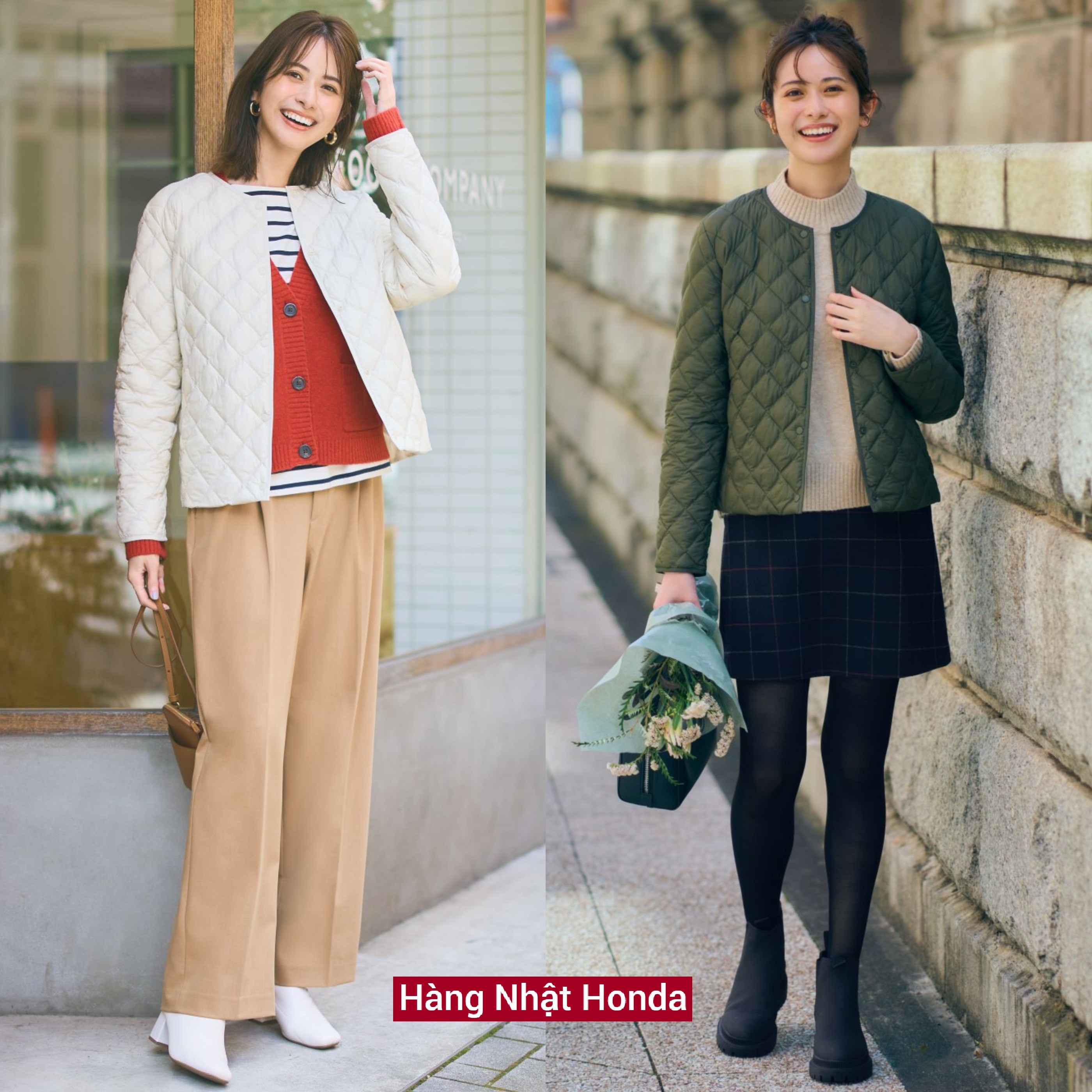 [Auth Uniqlo] Áo Phao Quả Trám Siêu Nhẹ Cổ Tròn Nữ - Tag Nhật