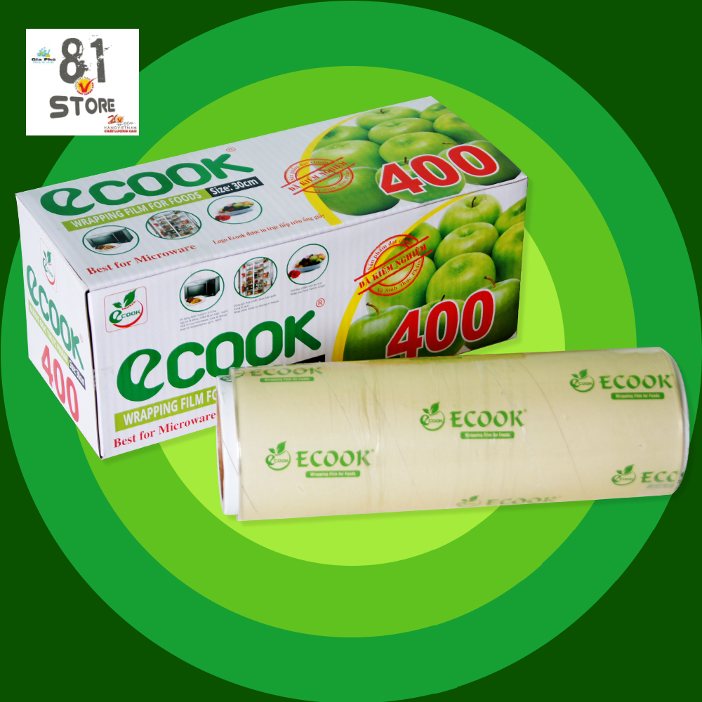 [SIZE LỚN (30cm x 400Y)] Màng bọc thực phẩm PE CHÍNH HÃNG ECOOK E400