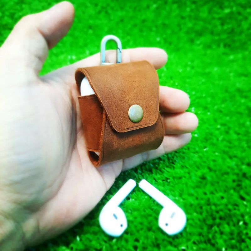 BAO DA AIRPODS 2 TỐI GIẢN (DA THẬT) Handmade