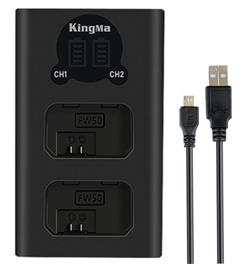 Sạc đôi Kingma NP-FW50 có vạch hiển thị