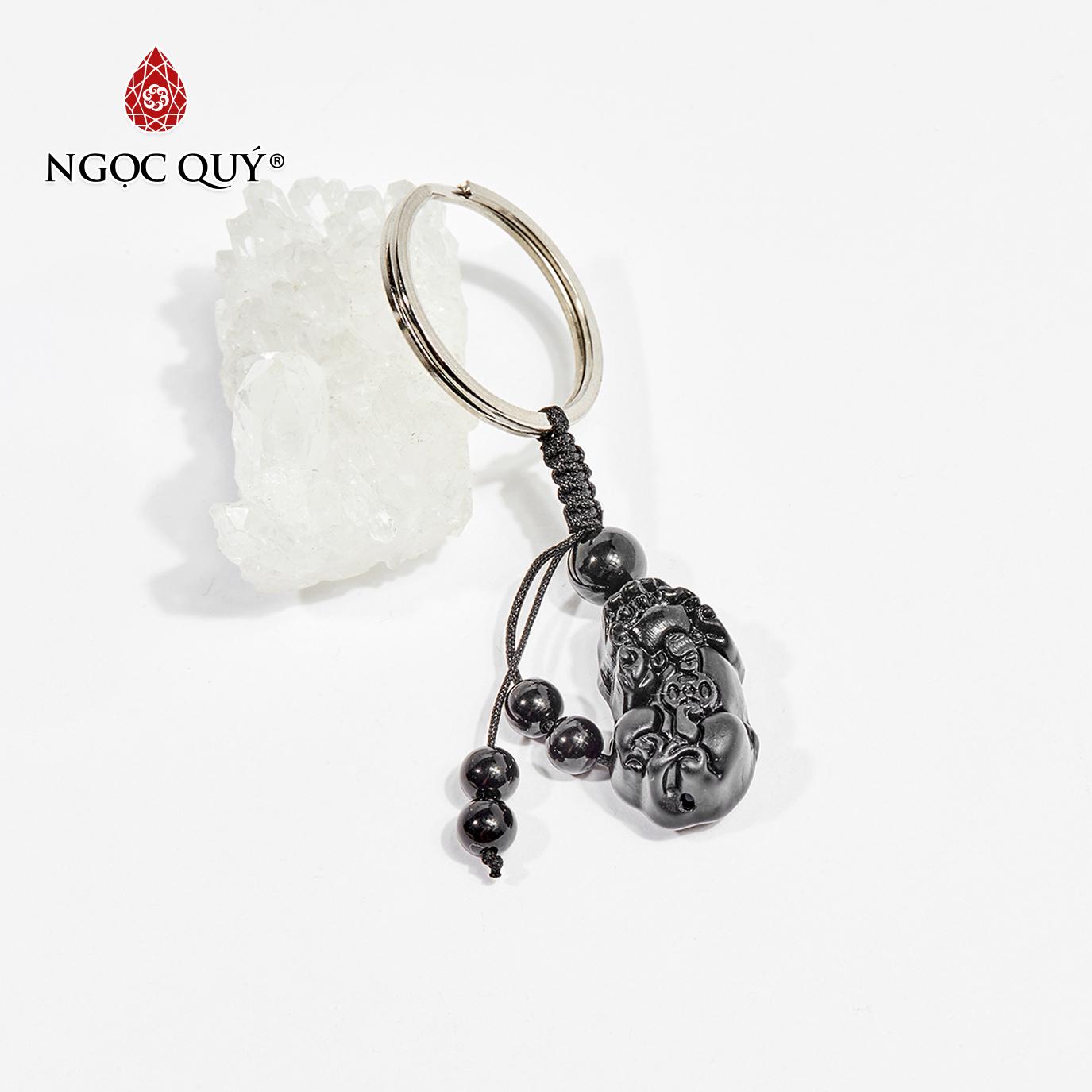 [HCM]Móc Khóa Đá Obsidian Tỳ Hưu Mệnh Thuỷ Mộc 2.5cm (màu đen) - Ngọc Quý Gemstones