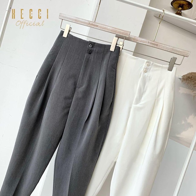 Quần baggy công sở cạp liền 2 cúc