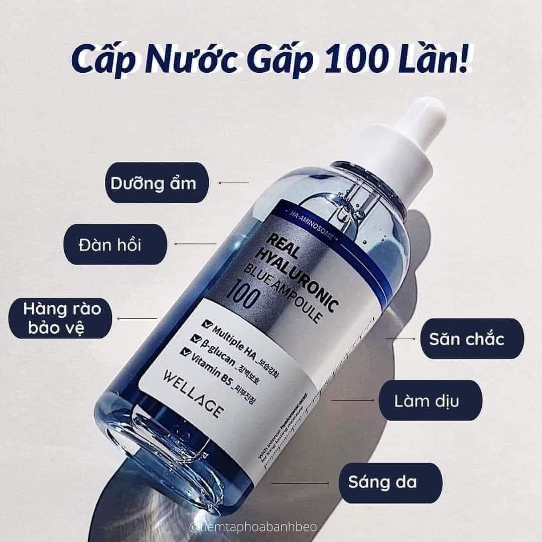 Serum HA tươi + B5 Wellage Rea Hyaluronic Blue Ampoule