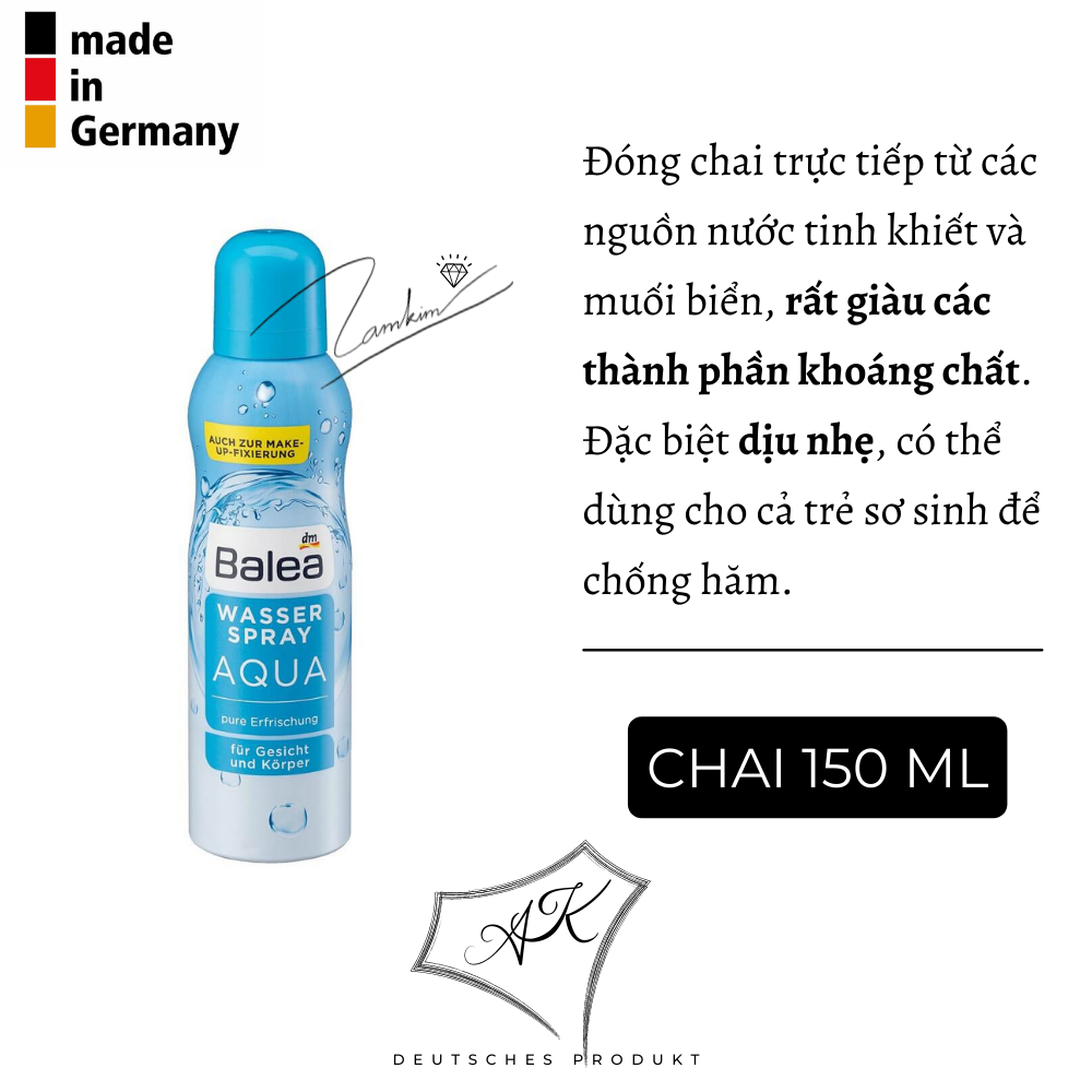 [ Hàng Đức ] Xịt khoáng hàng nội địa Đức - Balea - 150ml