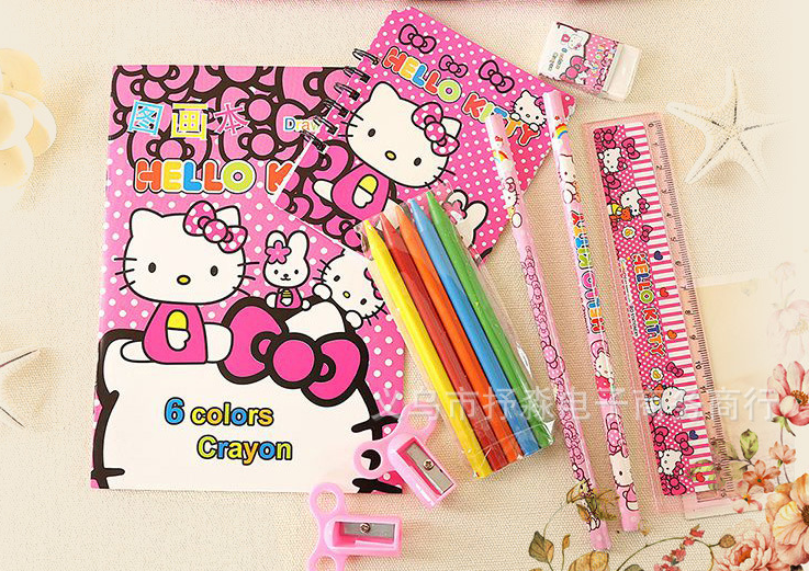 Dụng cụ học tập 8 món hình mèo hello kitty