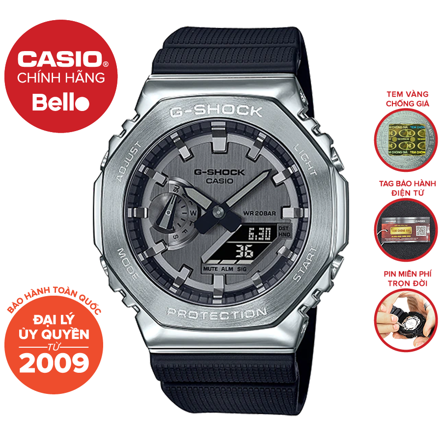 Đồng hồ dây nhựa nam casio g-shock gm-2100-1adr chính hãng bảo hành 5 năm pin trọn đời
