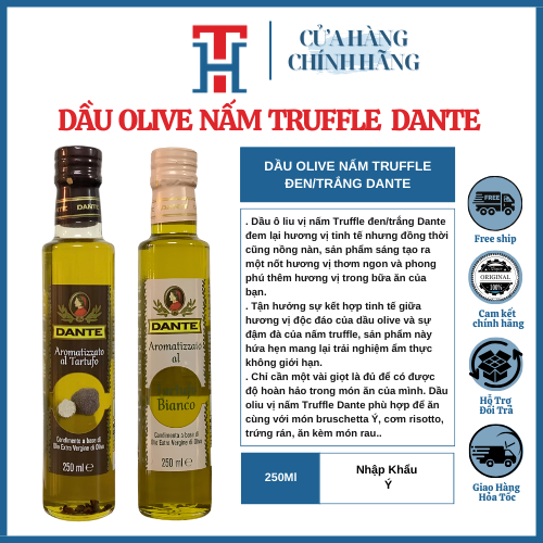 Dầu Olive Nấm Truffle Đen Trắng Dante 250Ml Nhập Khẩu Ý Tặng Gia Vị
