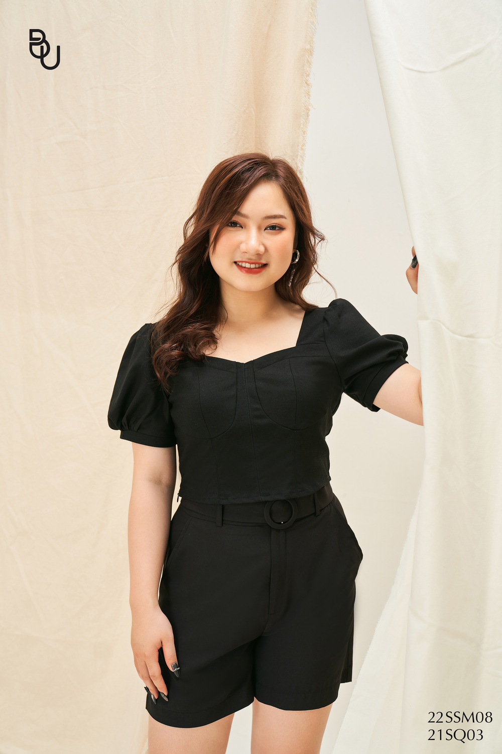 Áo croptop cup ngực v giữa BIGSIZE (55kg đến 95kg) - 22SSM08 - [BUstu Bigsize]