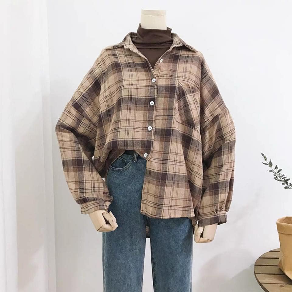 ( ẢNH THẬT ) ÁO SƠ MI KẺ CARO THỜI TRANG HÀN QUỐC, AMELIA