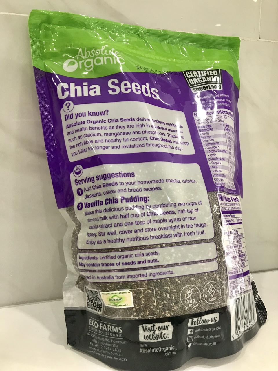 Hạt Chia Úc Organic Chia Seeds  Nhập Khẩu 1kg