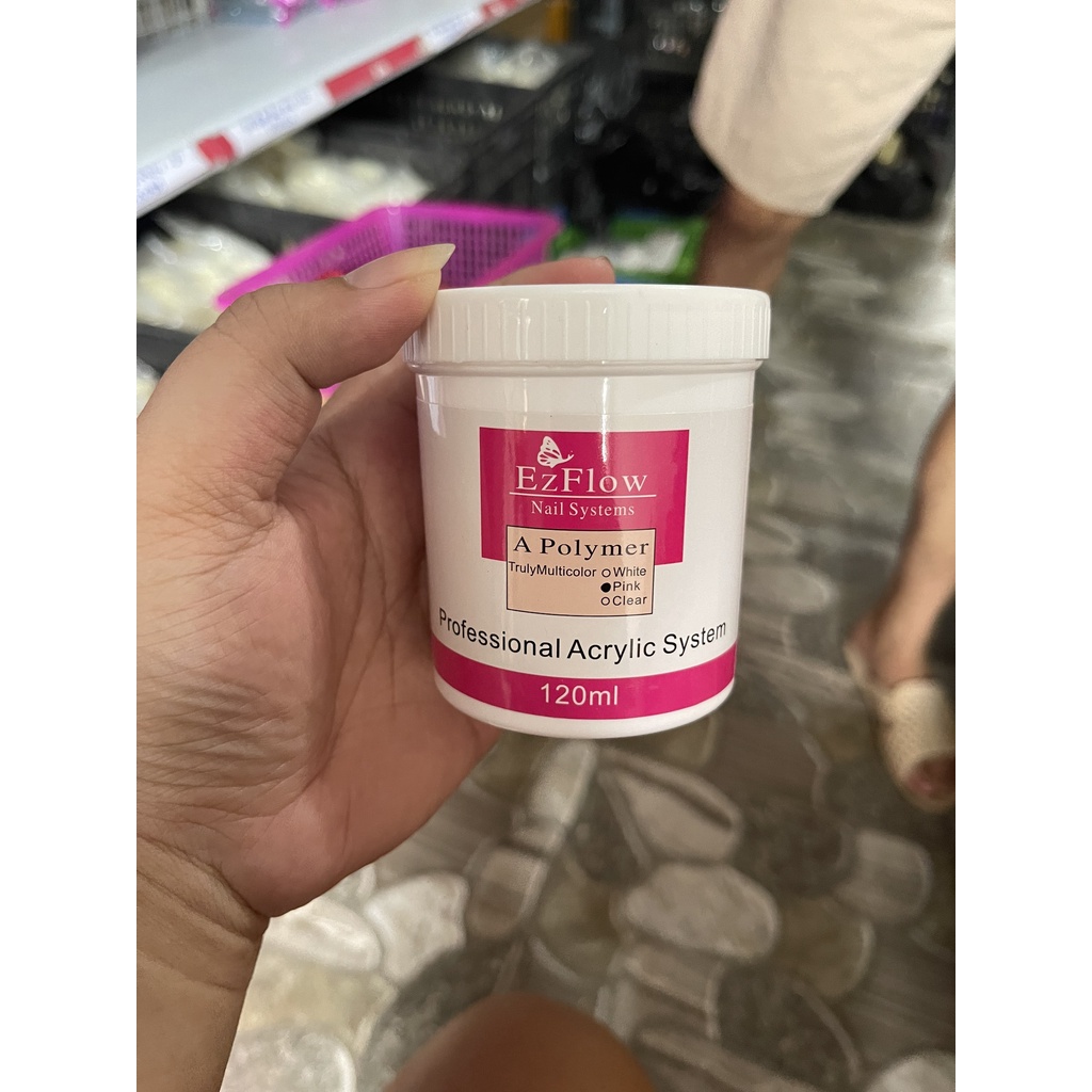 Bột Đắp Móng Ezflow 120ml , Polymer Nail Powder 3 Màu White, Pink, Clear