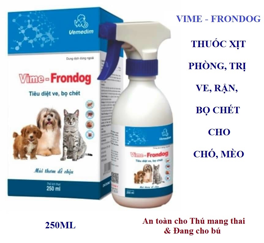 Thuốc xịt diệt sạch ve bọ chét trên chó mèo Vime Frondog 250ml