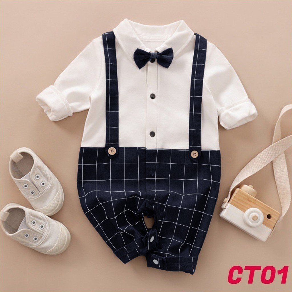 [Vải CAO CẤP] Body Công Tử Cộc Tay chất Cotton Mềm Mịn mẫu Body cho Bé Gái Bé Trai Dễ Thương từ 0 đến 12 tháng