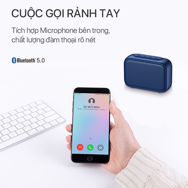 Loa Bluetooth Mini ROBOT RB100/RB110/VIVAN VS1 - Công Suất 5W - Bluetooth 5.0 - 3 Hình Thức Kết Nối - Nghe Nhạc Đến 8H
