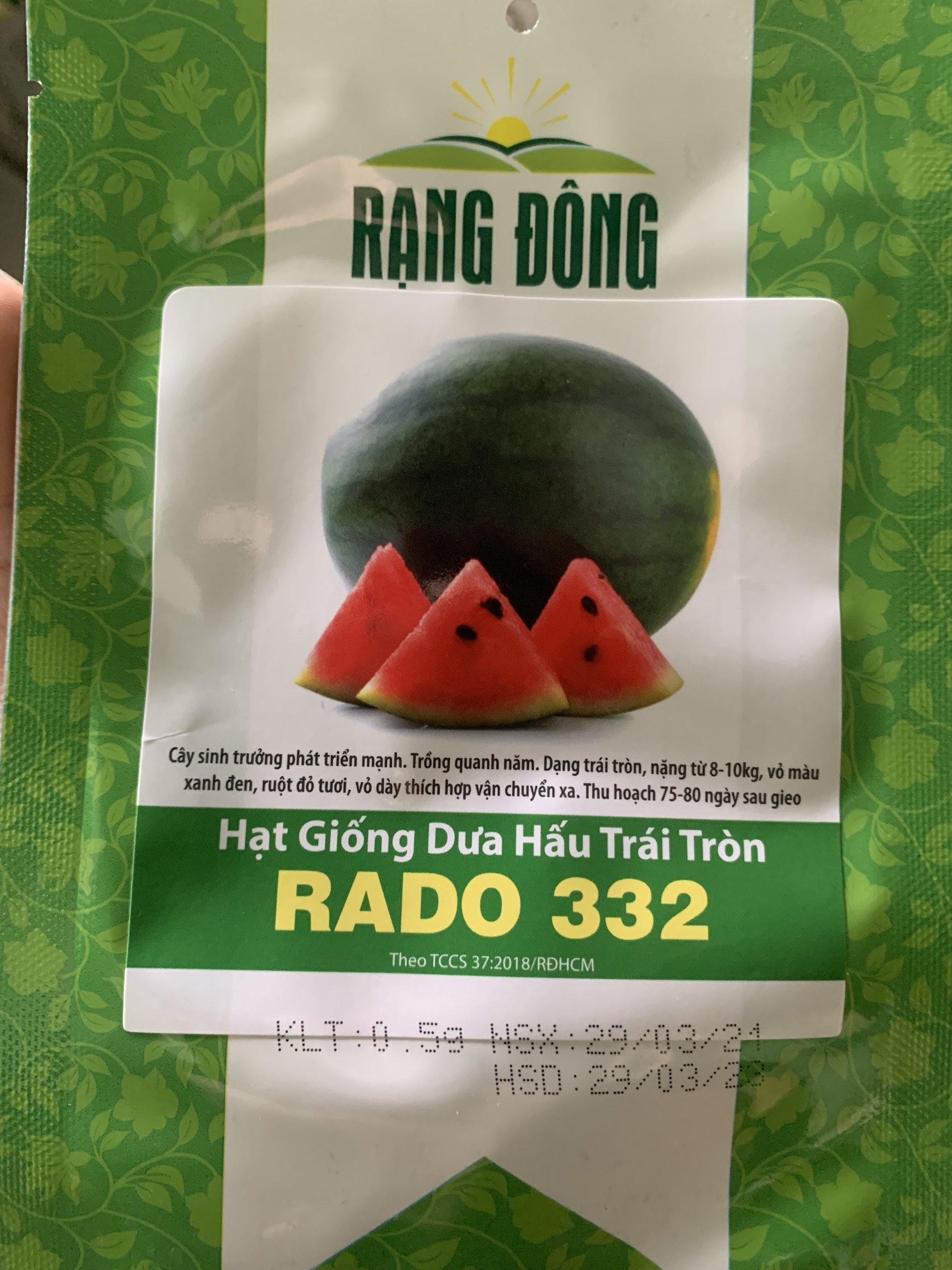 Hạt Giống Dưa Hấu Trái Tròn Gói 0.5gr - Dưa Hấu Tết - RADO 332