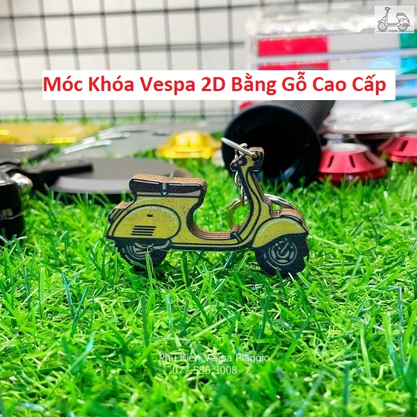 Móc Khóa Vespa 3D 2D Bằng Gỗ Cao Cấp