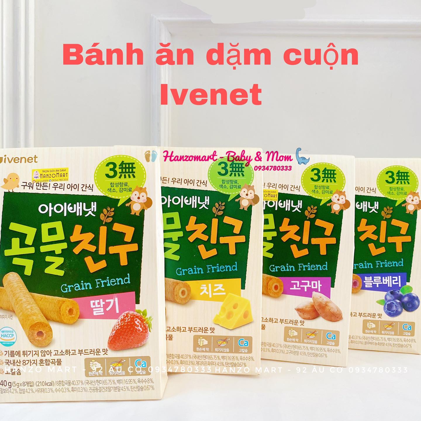 Bánh ngũ cốc ăn dặm ivenet hàn quốc bổ sung dha và canxi cho bé