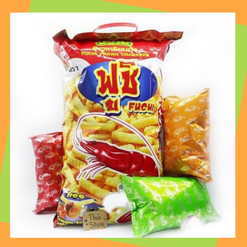 Bim Bim Tôm Khổng Lồ FUCHI Thái Lan 600g - Snack Tôm Đại Bản Siêu Giòn Cay Khay 6 Gói Nhỏ Đồ Ăn Vặt Hot Trend Nội Địa