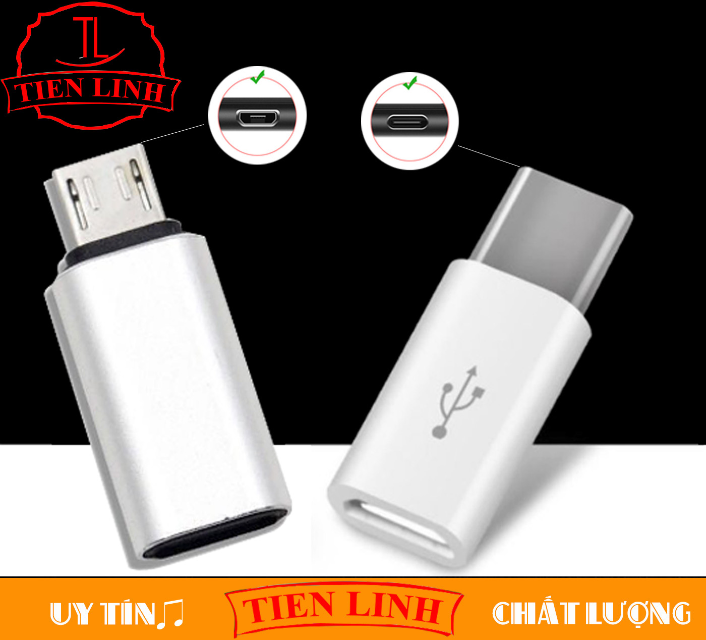 2 PCs lingtning to micro USB and lightning to type C adapter combo