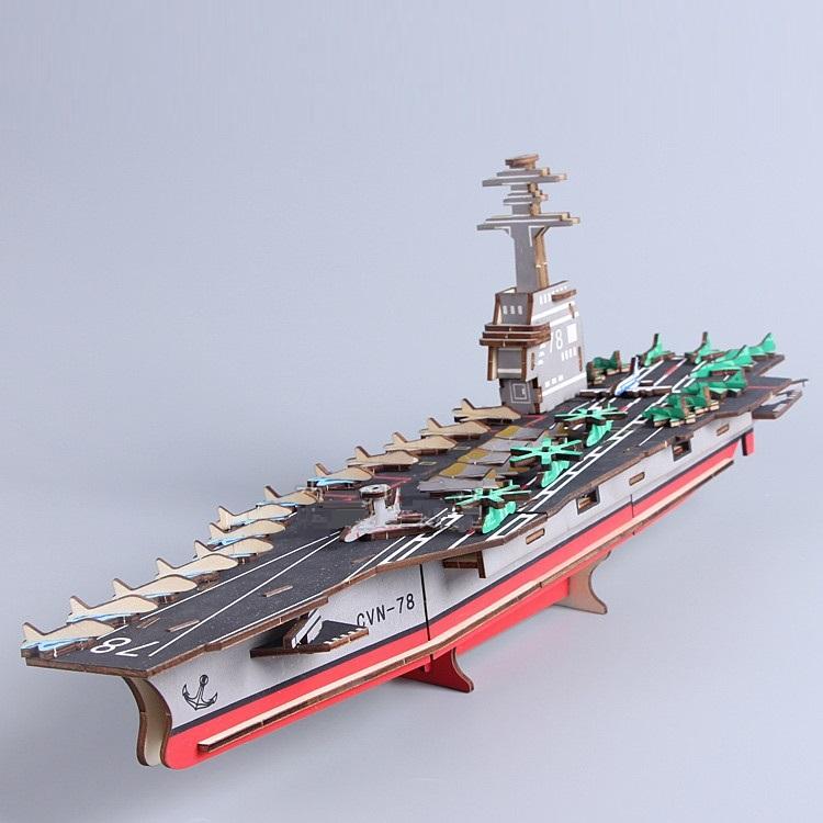 Đồ chơi lắp ráp gỗ 3D Mô hình Tàu Sân bay The USS Gerald R Ford Laser