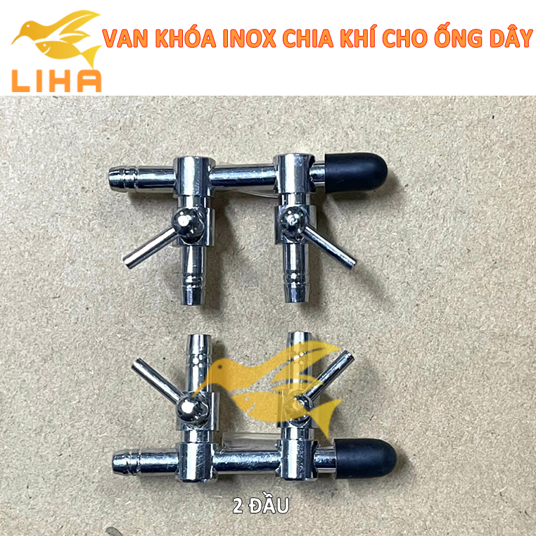 Van Inox Khóa Chia Khí Oxi - Vòi Chia 2 Khí Oxy Cho Bể Cá
