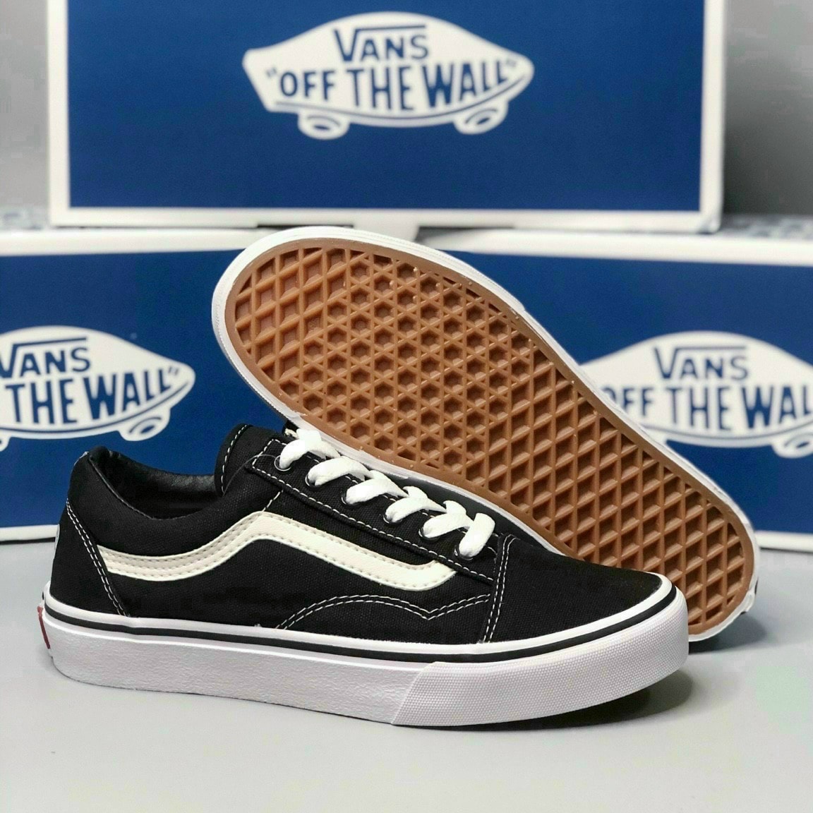 |Tặng tất| Giày Sneaker Vans Old Skool Đen (Fullbox+Hộp Bảo Vệ Box)