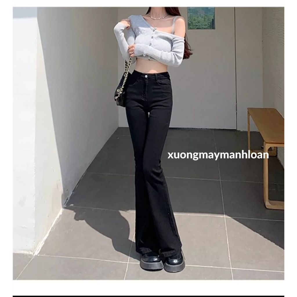 Quần Jean Nữ Ống Loe Cạp Cao