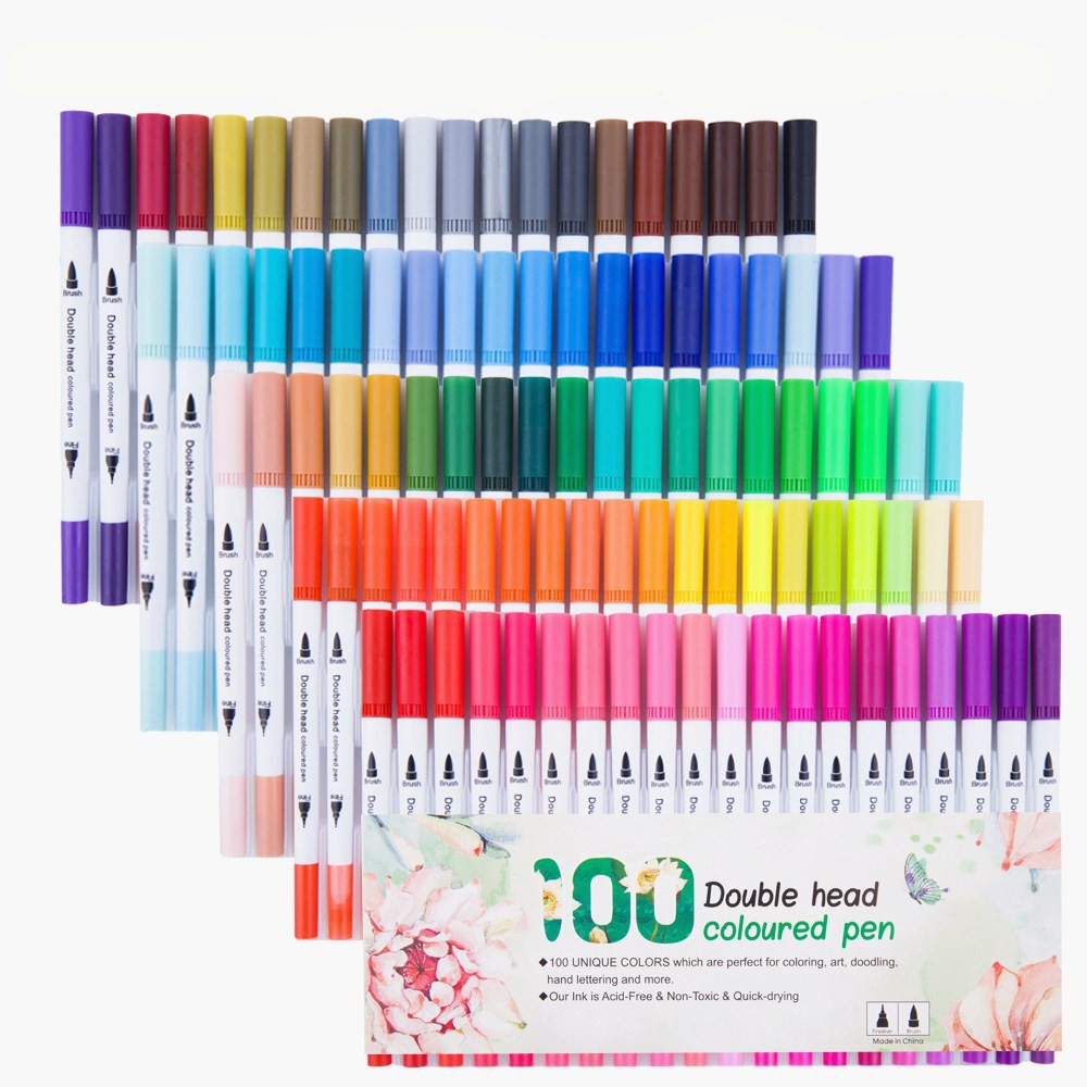Bộ bút màu 12 24 36 bút dual tip 2 đầu gồm ngòi brush + liner