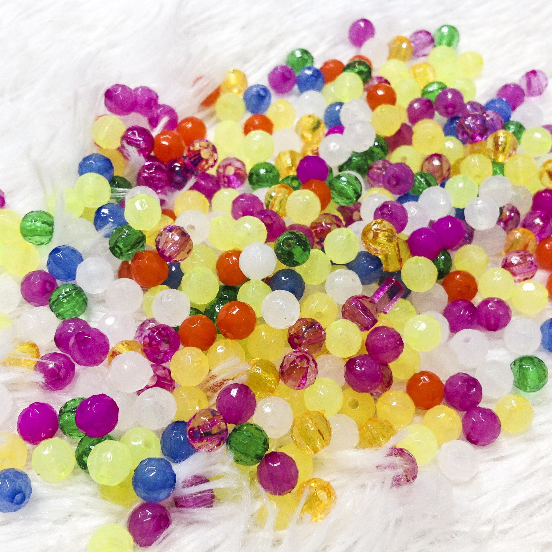 100 ancryic Crystal round plastic beads charms size 6mm mix multi-color baby piercing beads for DIY bonsai bracelet jewelry making [100 ancryic nut combo] size 6ly