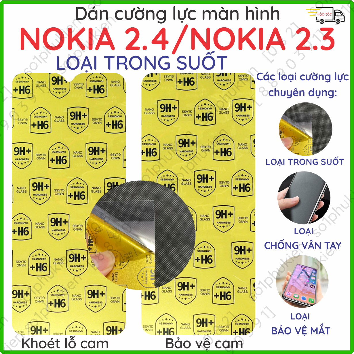 Dán cường lực Nokia 2.4 / Nokia 2.3 dẻo nano trong suốt, nhám chống vân tay , bảo vệ mắt chuẩn cường lực 9H+