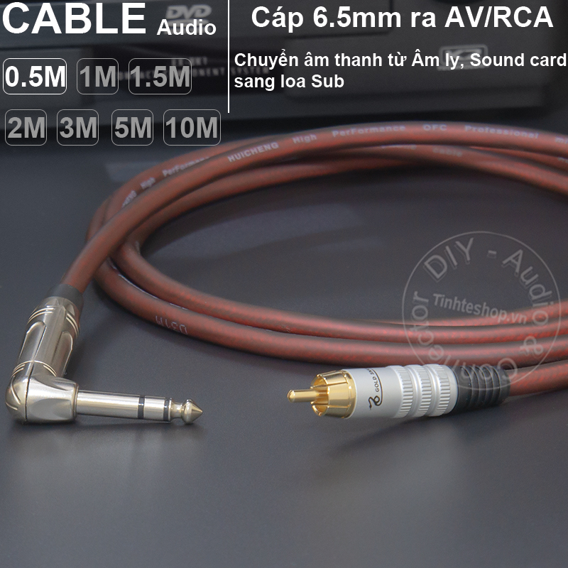 TRS 6.35mm to RCA cable DIY 0.5 to 5 meters