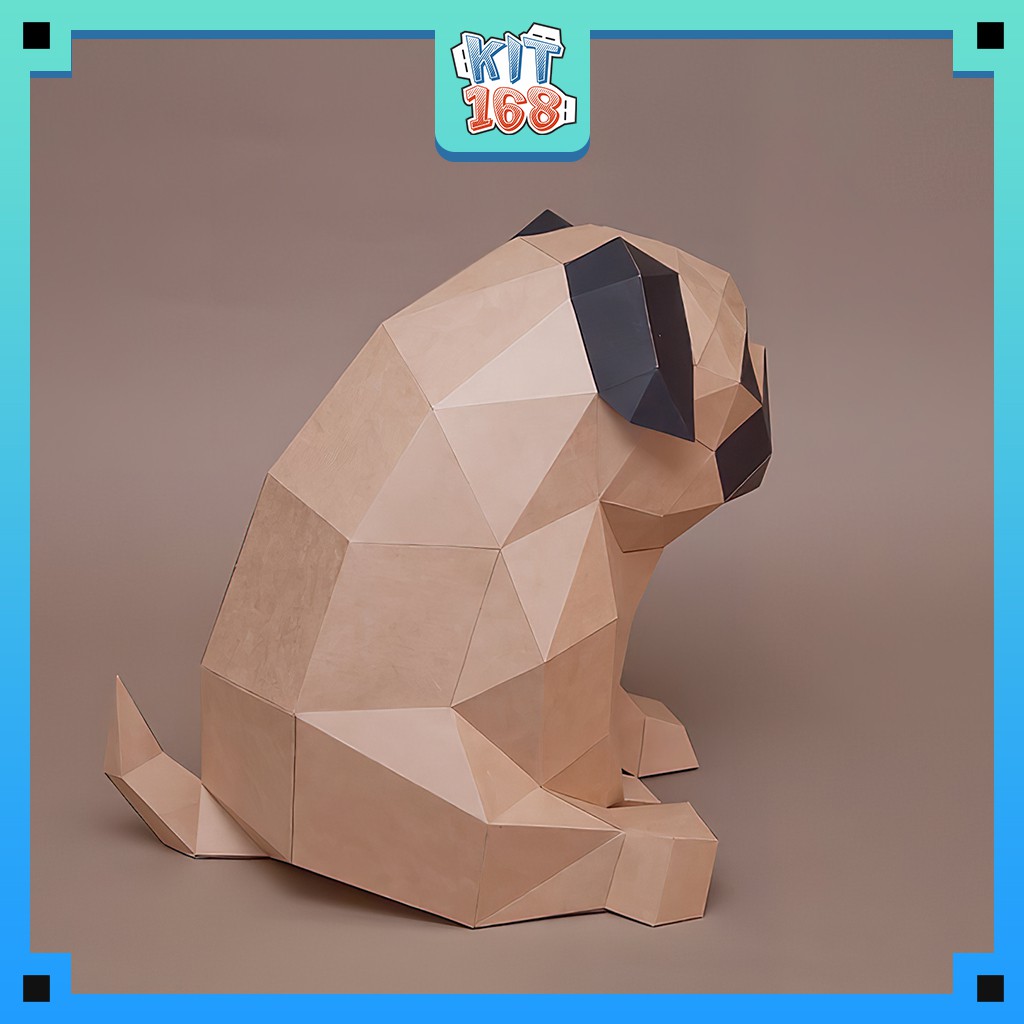Mô hình giấy Động vật Chó Pug ngồi