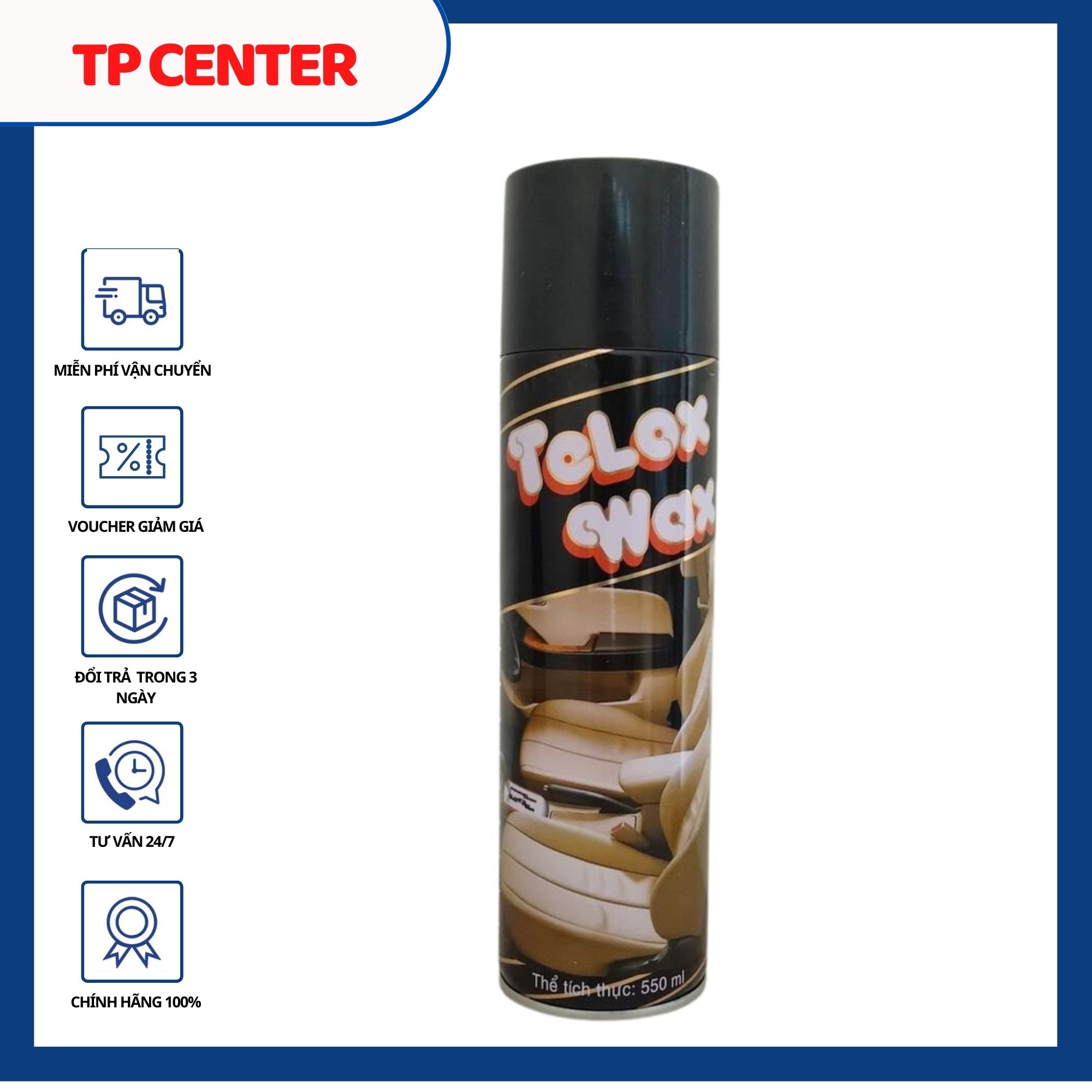 Chai xịt làm bóng da dưỡng nhựa Telox Wax 550ml