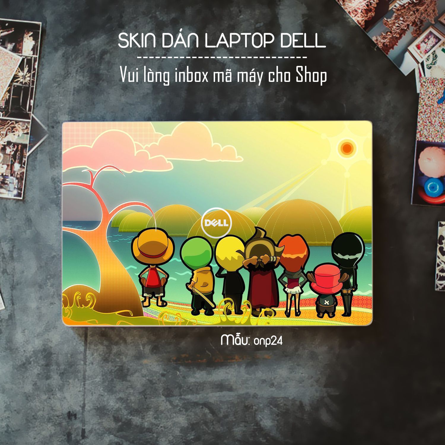 Decal Skin dán Laptop Dell mẫu One Piece (inbox mã máy cho shop)
