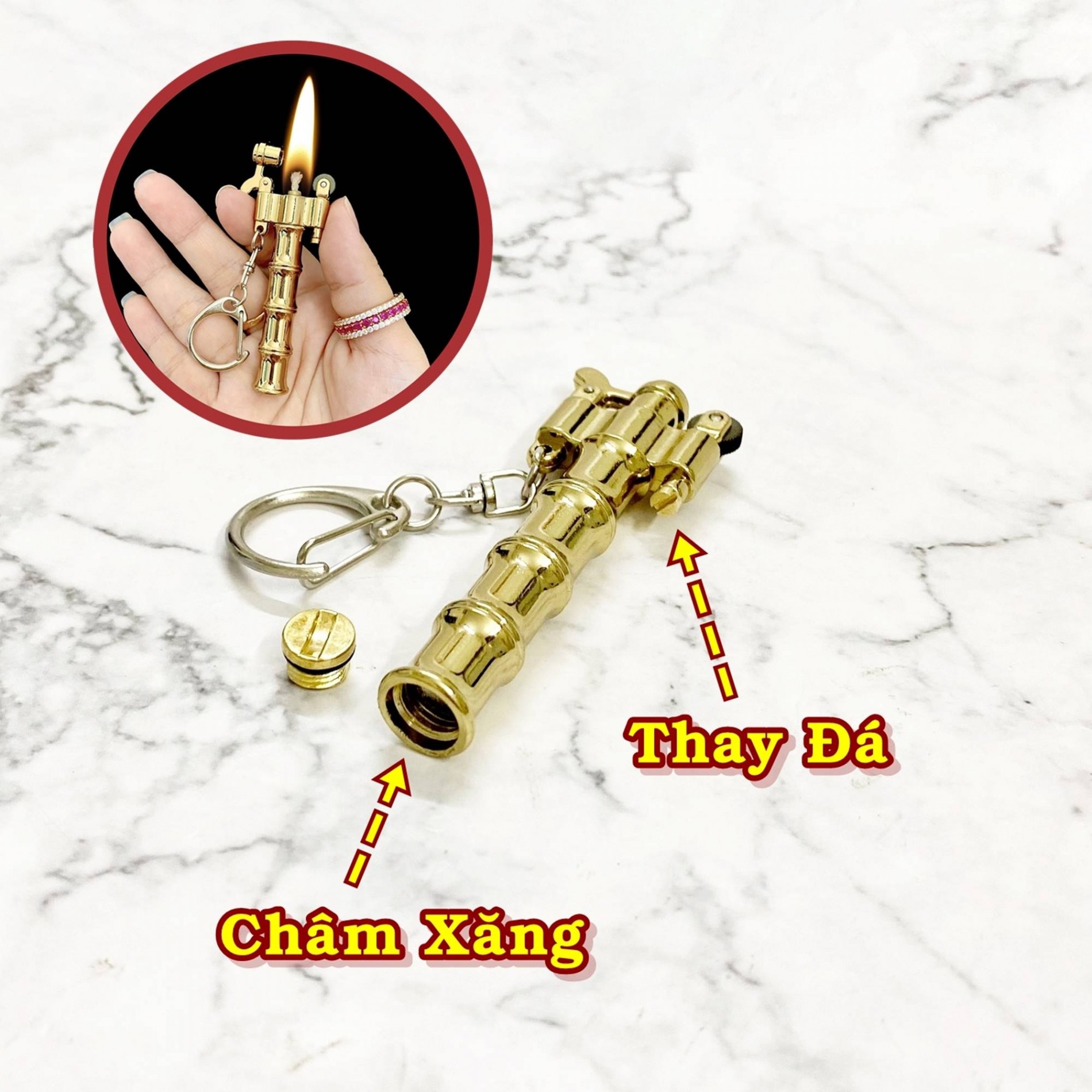 Bật lửa - Móc Khoá DOLPHIN Xăng Đá Cổ Hình Cây Tre (Cây Trúc) D341 - (Xài Xăng)