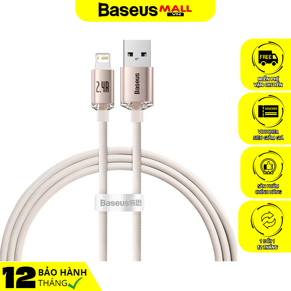 Cáp sạc nhanh siêu bền Baseus Crystal Shine Series Lightning 2.4A