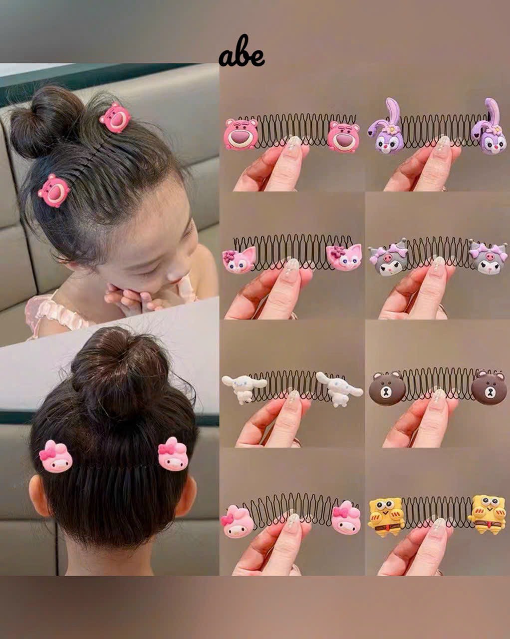 Lược xược cài tóc giữ tóc gọn gàng hoạt hình hot tiktok dễ thương cho bé