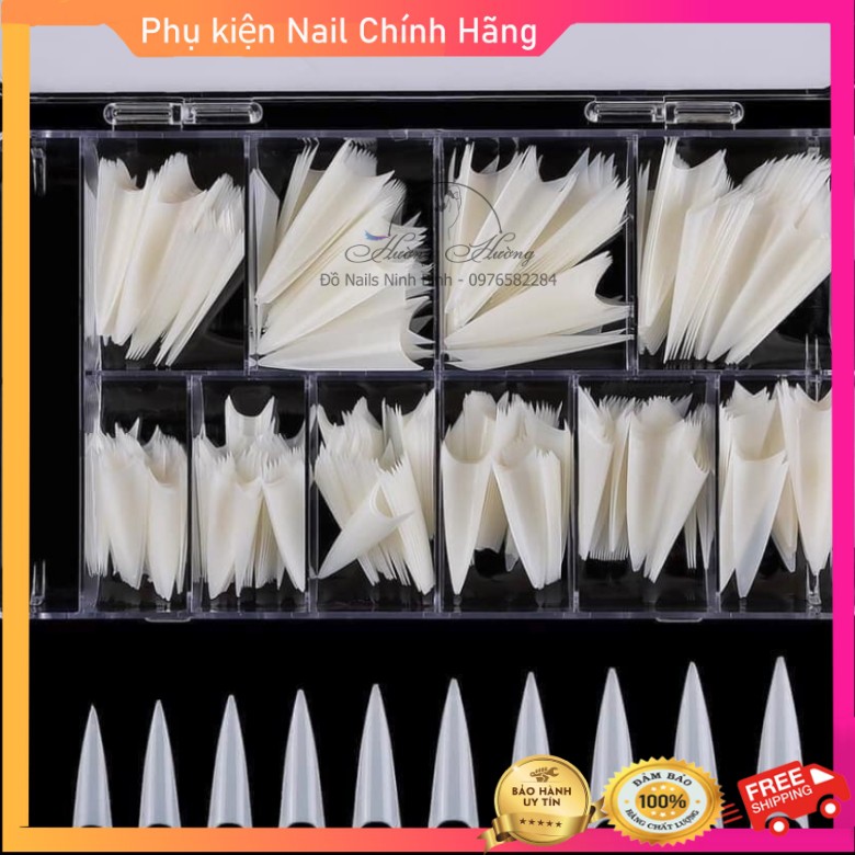 Móng Típ Nhọn, hộp 500 móng đầy đủ size