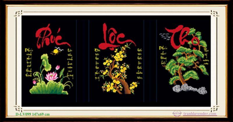 Tranh đính đá phúc - lộc - thọ - lv099
