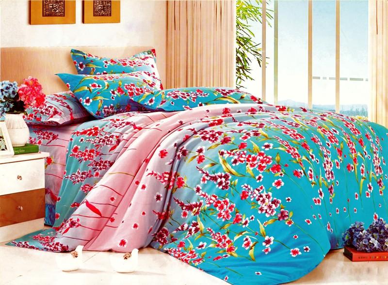 Bộ drap và mền cotton Yoona Korea (Blue Morning)