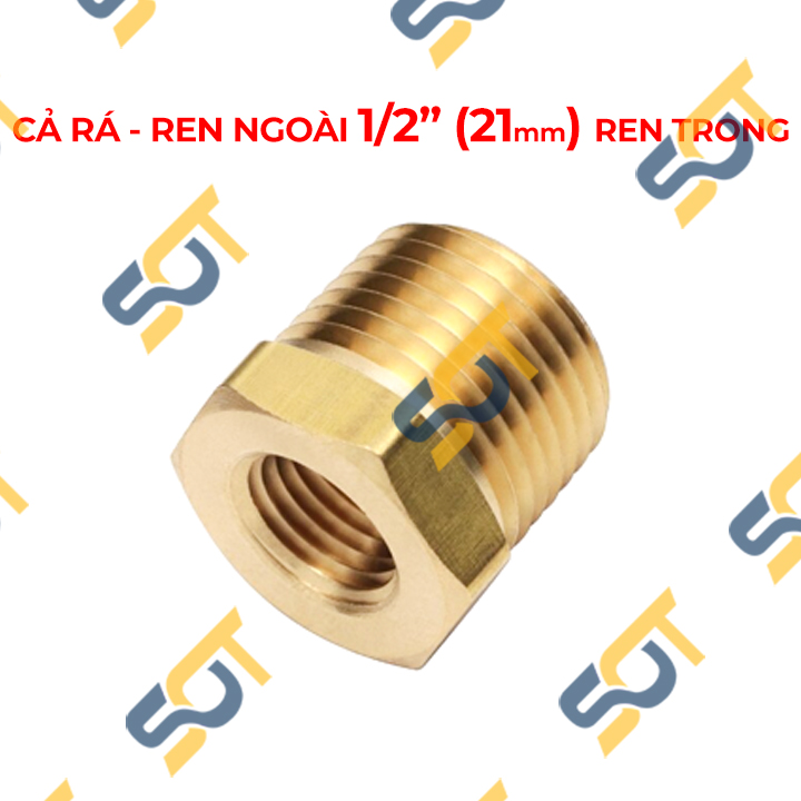 Nối Ren 21 Đồng Thau, Đầu Nối Thau Chuyển Ren Trong Ren Ngoài - Brass Threaded Pipe Fittings Straight Connectors