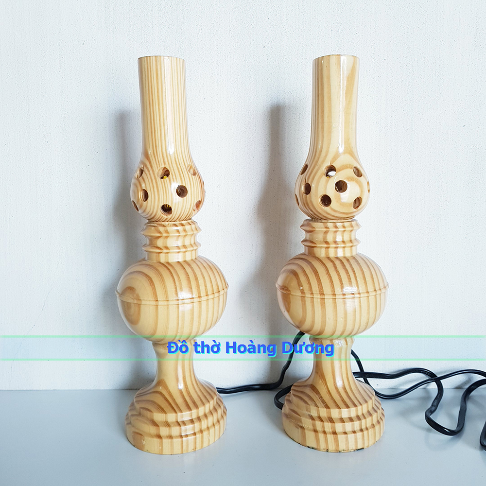 Đèn thờ gỗ cao 30cm - Đèn trang trí bàn thờ