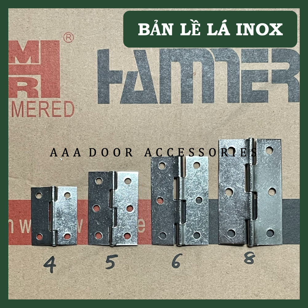 1 hộp bản lề lá inox 4, 5, 6cm hammered dùng cho cửa tủ nhôm