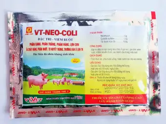 VT-NEO-COLI (50g) đặc trị các bệnh viêm ruột, phân xanh, phân nhớt, tụ huyết trùng, thương hàn trên lợn