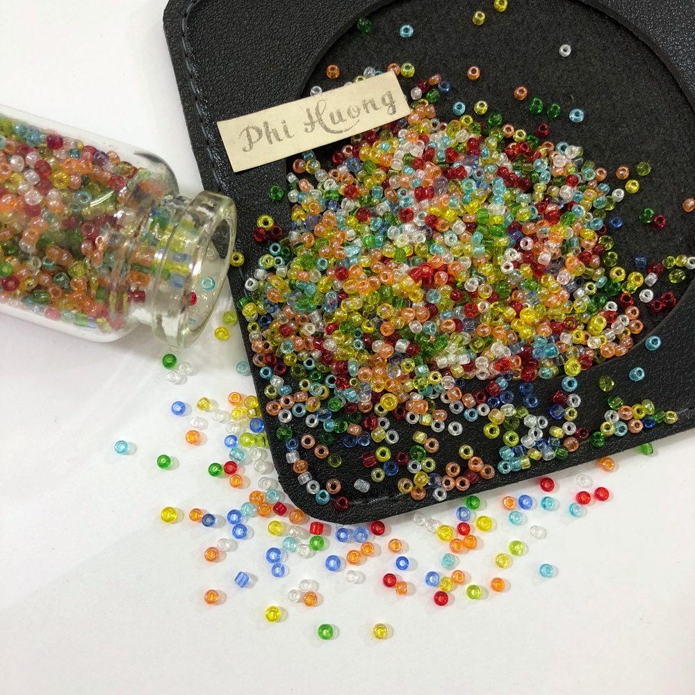 Gói 25g - 50g hạt cườm tấm 2mm mix màu trong đính kết quần áo DIY