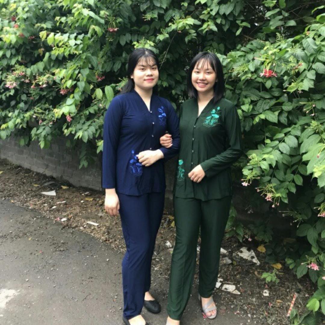 Đồ lam đi chùa, đồ phật tử nữ mẫu Thun Bà lai