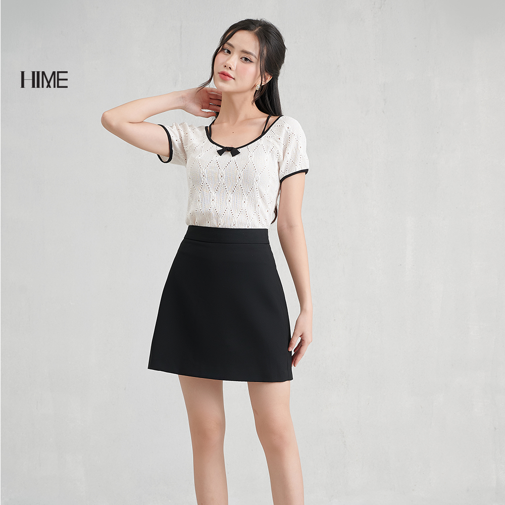 Áo viền đen đính nơ HIME H061BF1A2223