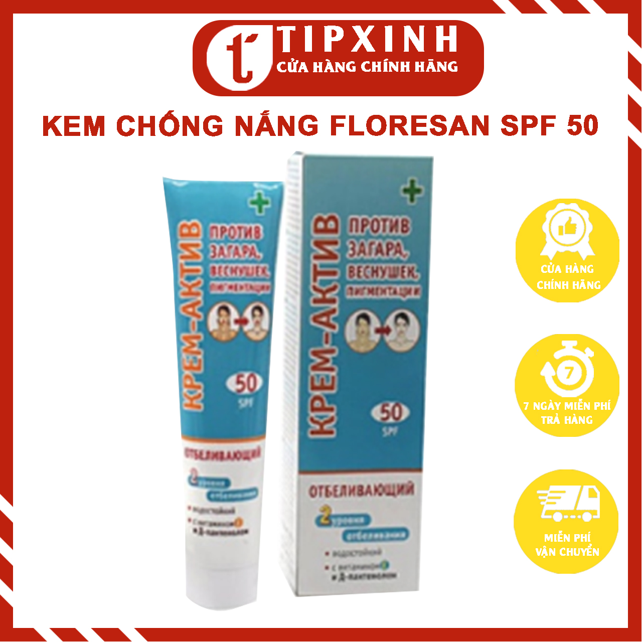 Kem chống nắng FLORESAN SPF 50 làm trắng da hàng nhập Nga 100ml - Tipxinh cosmetics