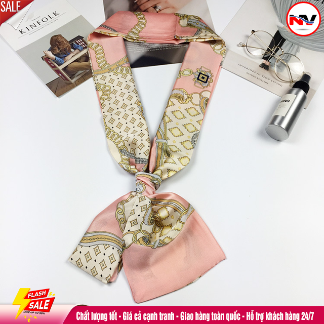 Khăn Lụa Đa Chức Năng Hàn Quốc Băng Đô Khăn Quàng Cổ Túi Trang Trí (145x15cm)