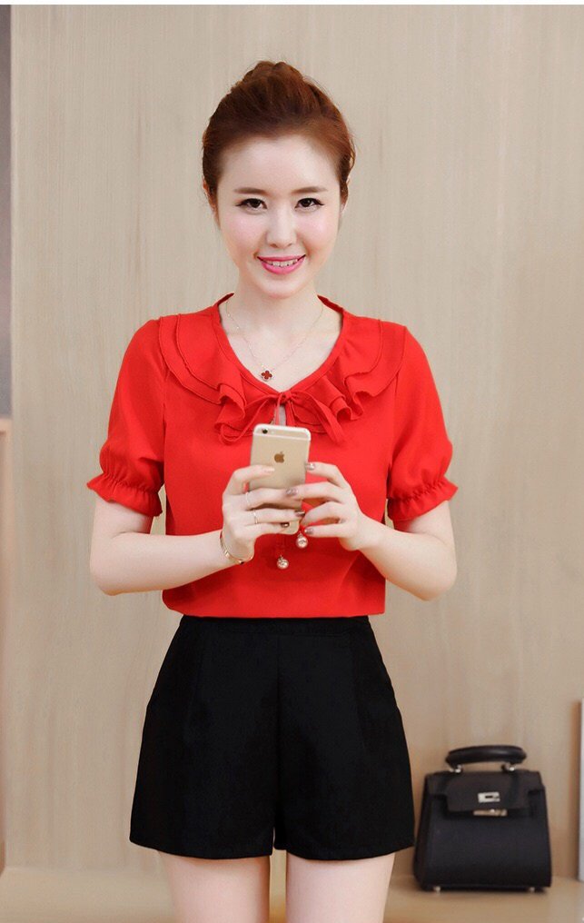 ÁO KIỂU CỔ BÈO PHỐI NƠ HARA_[Giá gốc tận xưởng]
